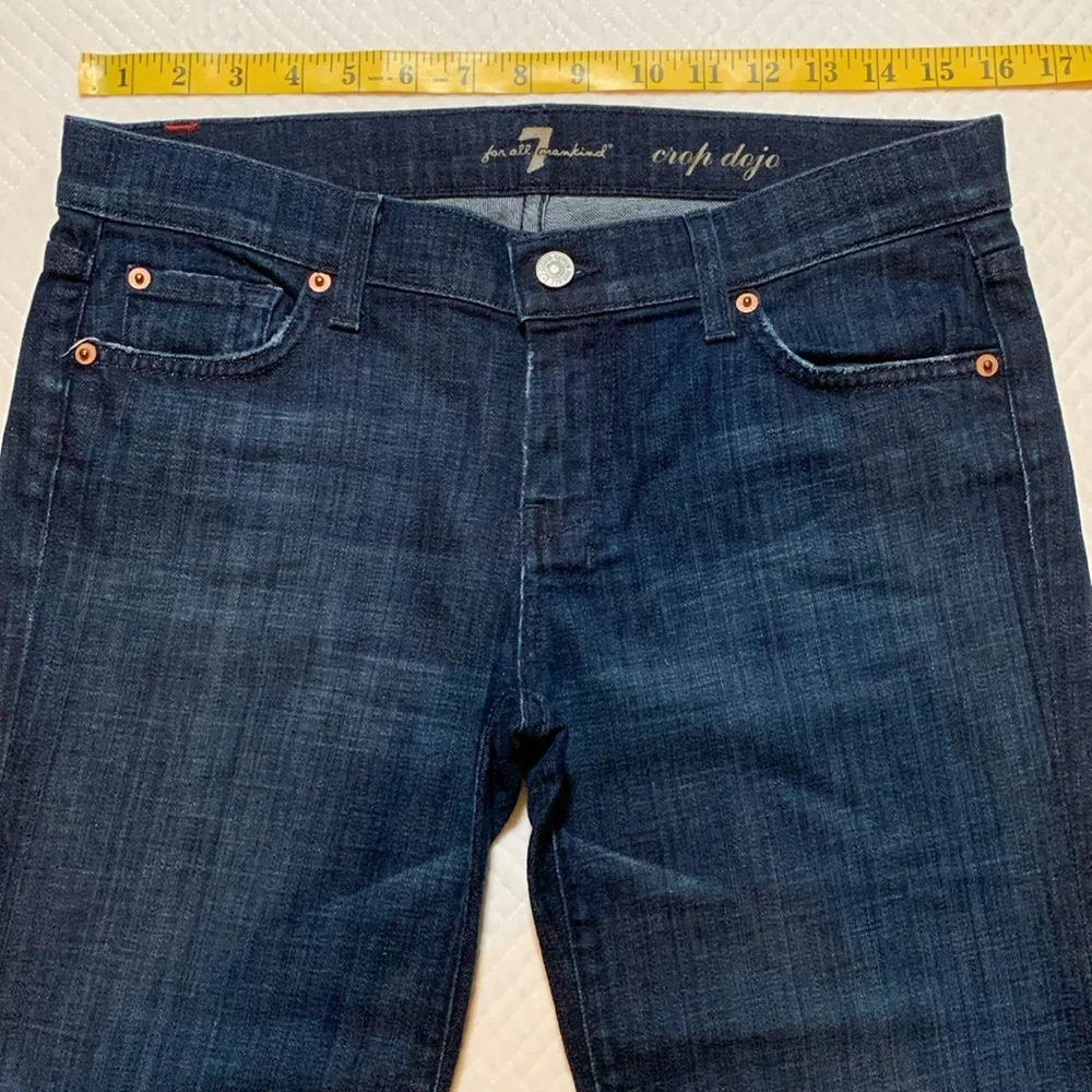 7 for All Mankind 7FAM Dojo Crop Jeans, Dark Wash Denim, Wide Leg, Size 29 - Picture 7 of 16